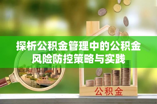 宁蒗探析公积金管理中的公积金风险防控策略与实践